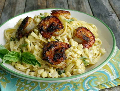 almost-sauceless-creamy-corn-fettucine-with-blackened-shrimp-a-delicious-meal