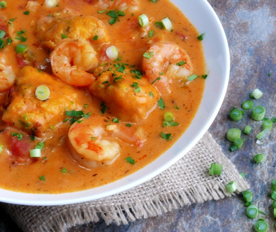 creamy-shrimp-creole-soup-with-bacon-cornmeal-dumplings