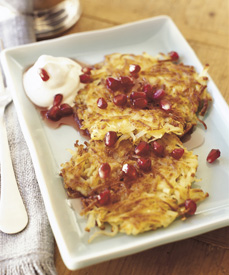 latkes with pom syrup