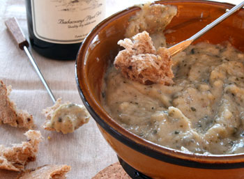 brie and pesto fondue