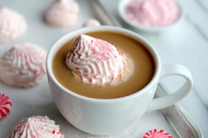 Peppermint Bark Hot Chocolate with Frozen Peppermint Whipped Cream