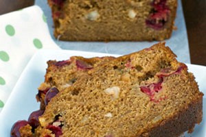 Pumpkin Bread with Hazelnuts and Cranberries