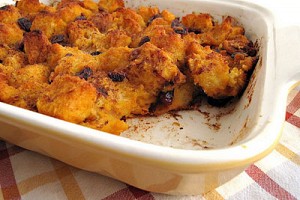 Butternut Squash Bread Pudding with Dried Cranberries