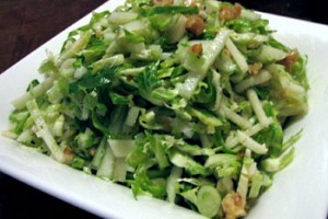 Brussels Sprout Slaw with Apples and Walnuts