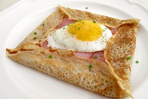 Buckwheat Crepe with Ham and Eggs