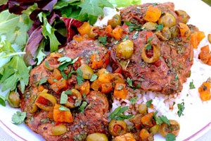 Spicy Chicken Thighs with Apricots and Olives