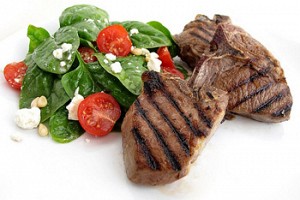 Grilled Lamb Loin Chops with Spring Spinach Salad
