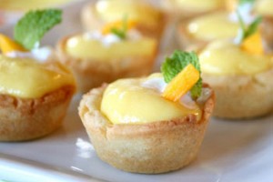 Coconut Shortbread Tartlets filled with Mango Curd