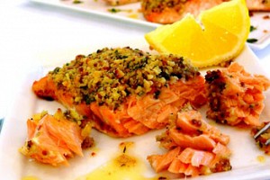 Roasted Salmon with Lemon-Herb Matzo Crust