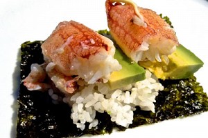 Nori Squares with Crab, Avocado and Rice