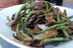 Slow-Sautéed Pole Beans with Shallots and Bacon