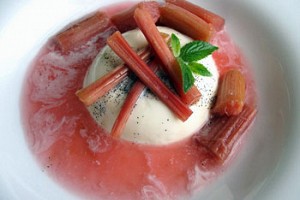 Panna Cotta with Roast and Pickled Rhubarb