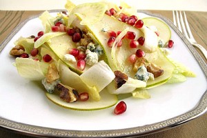 Shaved Pear, Celery, and Endive Salad with Bleu Cheese and Walnuts