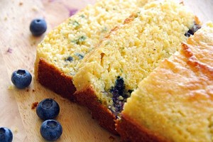 Lemony Blueberry Corn Bread with Basil