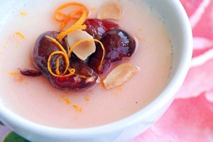 Almond Panna Cotta with Glazed Cherries