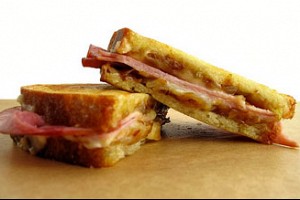 Grilled Ham and Cheese Sandwich with Caramelized Onion