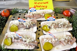 In Holland There are Long Lines at the Herring Shacks