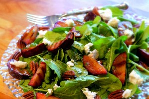 Grilled Plum Salad with Brandy Mint Vinaigrette