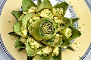 Polenta Stuffed Artichokes