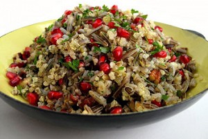 Wild Rice and Quinoa Pilaf with Pecans and Pomegranate Seeds