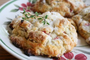 Rhubarb Cream Scones with Orange Thyme