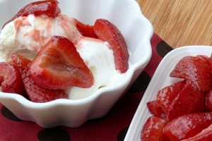 Roasted Strawberries with Vanilla Ice Cream
