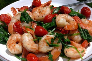 Sautéed Shrimp with Arugula and Tomatoes