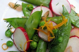 Warm Three Pea and Radish Salad