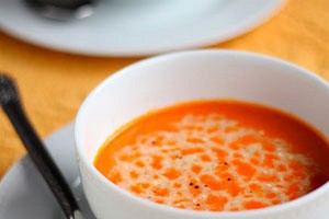 For Tomato Season: Roasted Tomato Soup with Parmesan Crisps